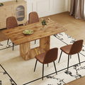Table And Chair Set. Modern Dining Table With Mdf Top And Beautiful Mdf Legs. Comes With Brown Comfortable Chair With Seat And Metal Legs. Suitable For A Wide Range Of Decorative Styles. Brown,Wood Seats 4 Mdf