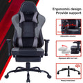 Game Chair, Ergonomiy Designed Computer Chair With Headrest And 2D Armrests, Waist Pillow Electronic Lounge Chair With Vibration Massage Function, Competitive Chair Iron Grey Cotton Leather