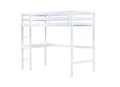 Twin High Loft Bed, Rubber Wood Loft Bed With Safety Guardrail, Built In Desk, Ladder,White Twin White Rubber Wood