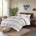 Cotton Printed Comforter Set With Trims Black White King Cal King King White Black Cotton