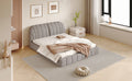Queen Size Upholstered Platform Bed With Thick Fabric, Polyester, Gray Queen Gray Polyester
