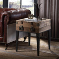 Rustic Oak And Matte Grey Accent Table With Tapered Leg Rustic Primary Living Space Square Wood Metal