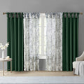 Twist Tab Lined Window Curtain Panel Green 50X84