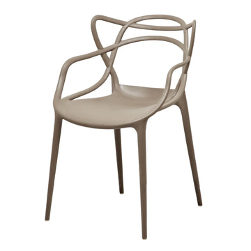 Yuva 22 Inch Armchair, Set Of 4, Intricate Design, Curved Seat, Gray Polypropylene Gray Polypropylene