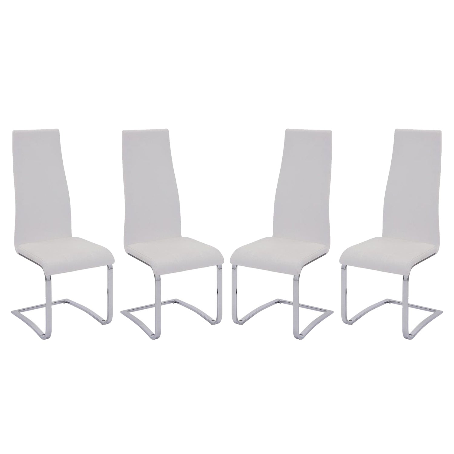 Set Of 4 Solid White Dining Room Dining Chairs Set Of 4 Or More Faux Leather,Metal