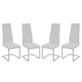 Set Of 4 Solid White Dining Room Dining Chairs Set Of 4 Or More Faux Leather,Metal