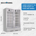 Commercial Display Refrigerator, Upright Swing Glass Door Merchandiser Fridge With Led Lightning, Reach In Beverage Cooler For Shop Restaurant, Etl Approved, 17.1 Cu. Ft, Silver Silver Steel