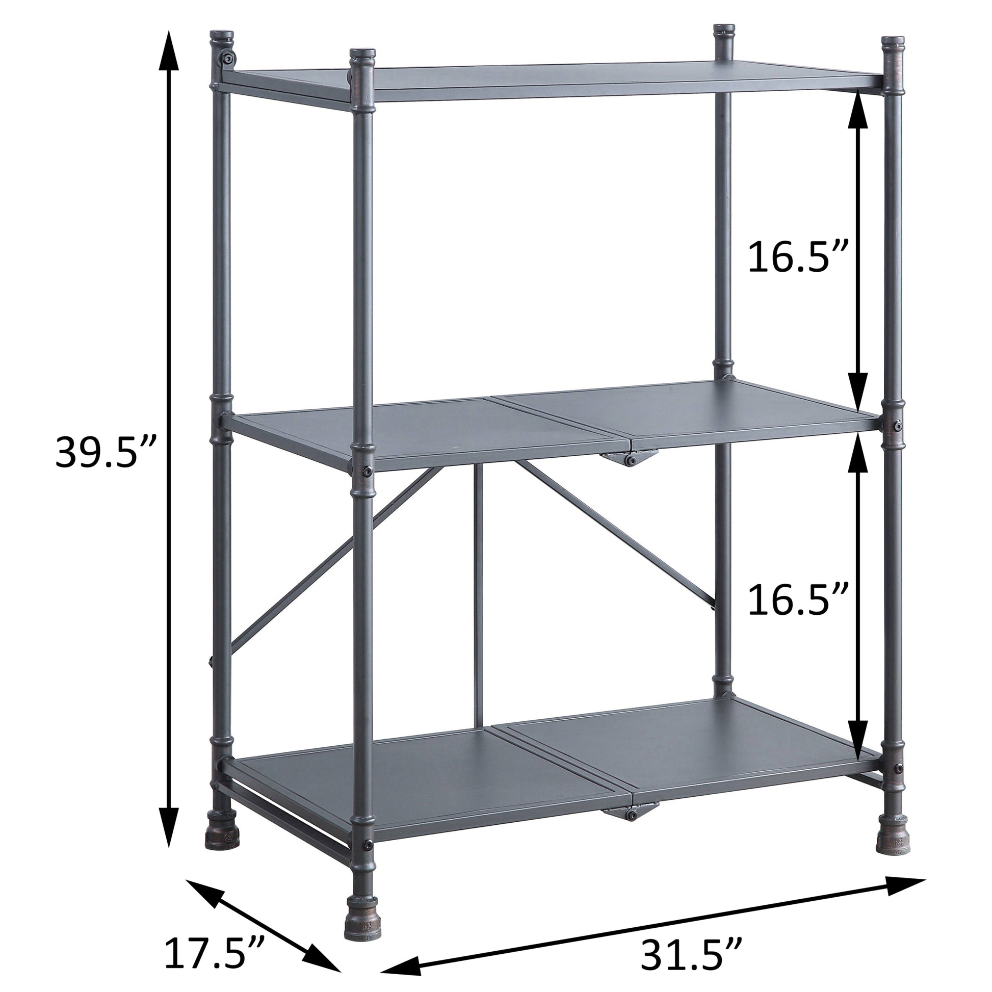 Sandy Black And Dark Bronze Hand Brushed 3 Tier Console Table Black Grey Primary Living Space Industrial,Rustic Shelves Rectangular Metal