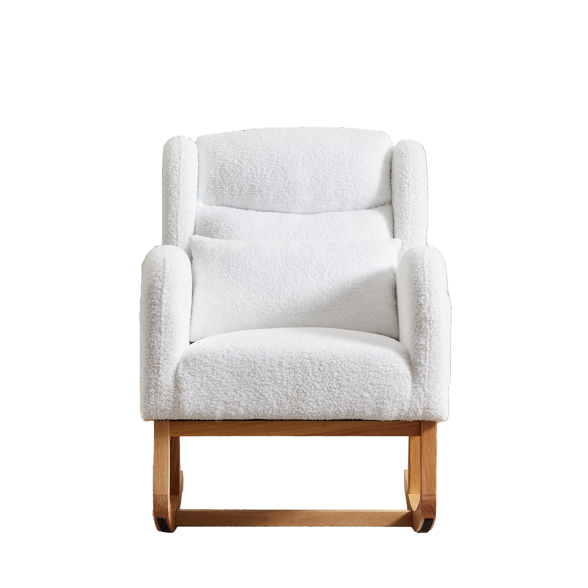 27.2"W Modern Accent High Backrest Living Room Lounge Arm Rocking Chair, Two Side Pocket Ivory Foam Fabric