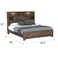 Plinz Brown Queen Bookcase Bed Queen Brown Solid Wood