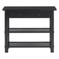 Retro Console Table With Drawer And Two Sturdy Shelves For Entryway, Living Room Black Black Mdf,Rubber Wood