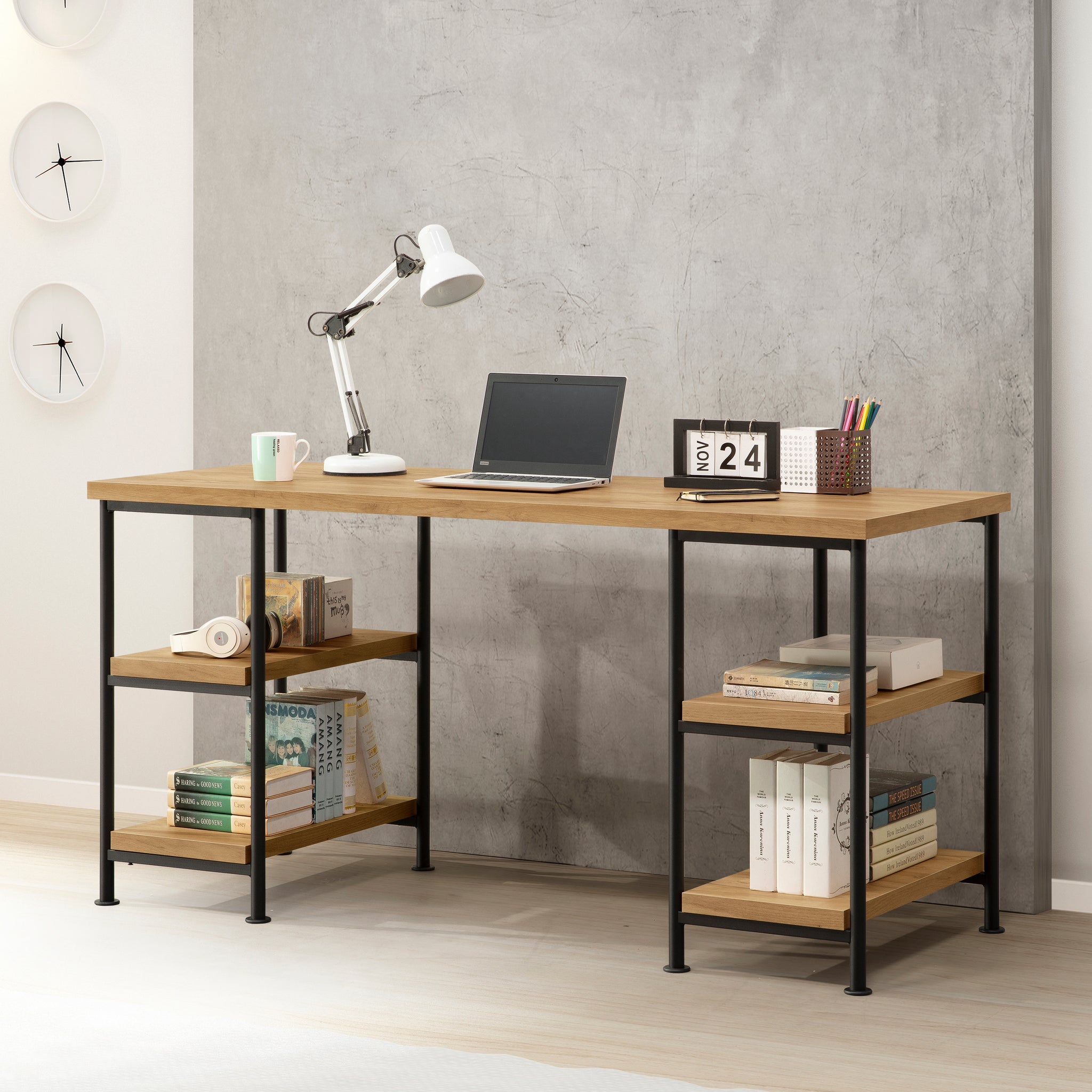 Golden Oak Desk Golden Mdf Metal
