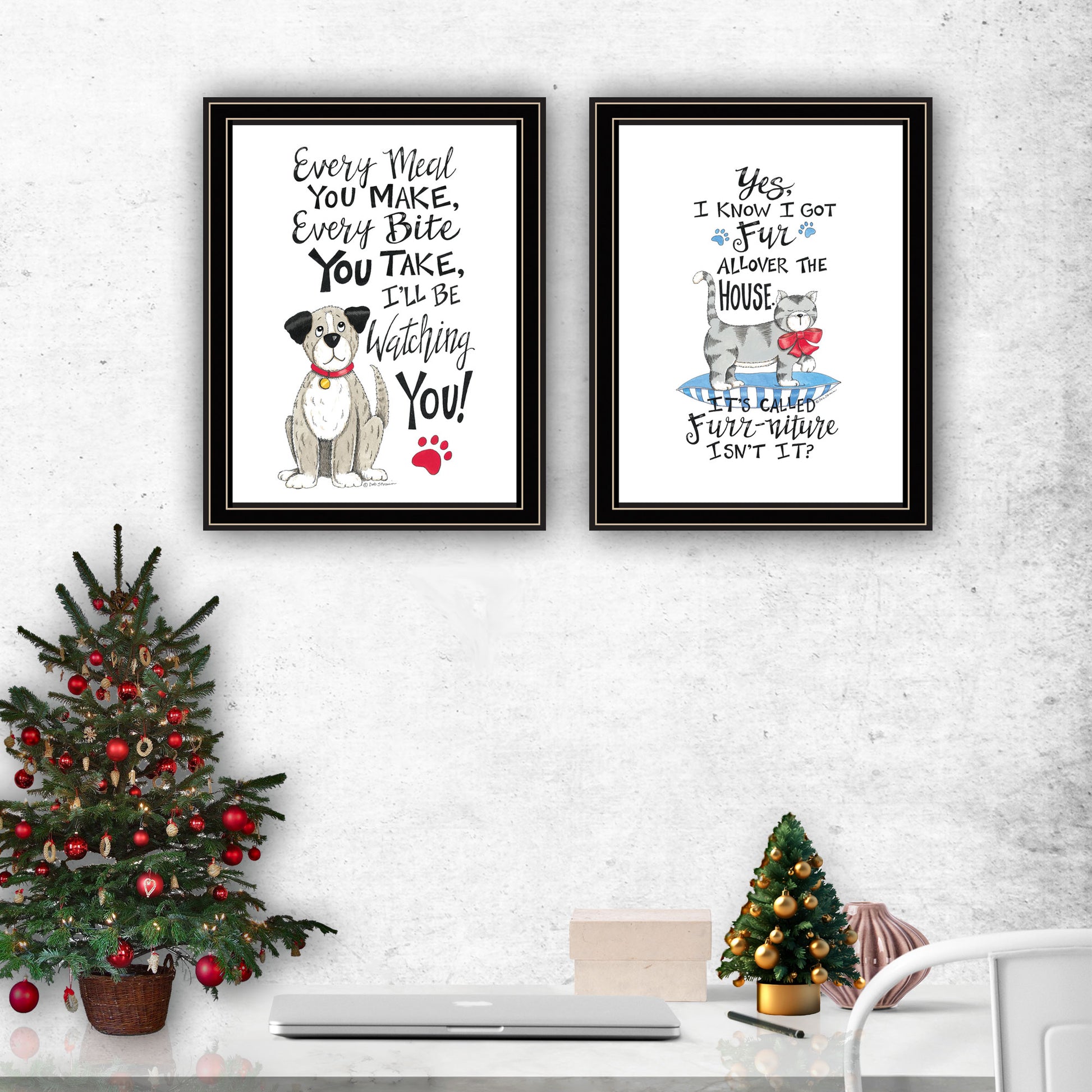 2 Piece Vignette It'S Called Furr Niture Isn'T It Black Framed Wall Art For Living Room, Bedroom Wall Art Print For Home Decor By Deb Strain Multicolor Wood Paper