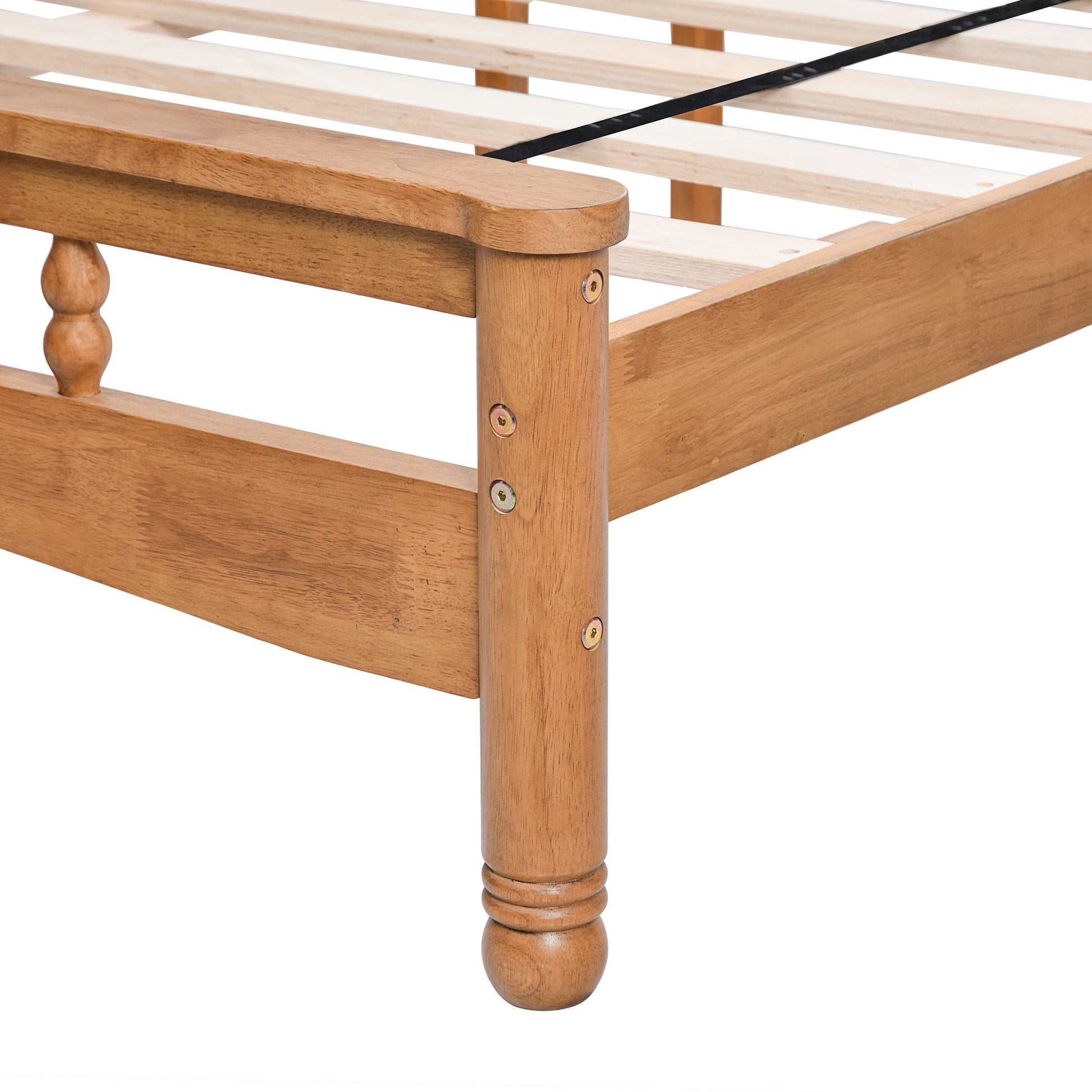 Queen Size Elegant Style Wooden Platform Bed Frame With Headboard,No Need Box Spring,Easy Assembly Queen Oak Rubber Wood