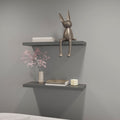 Iva Floating Shelf In Melamine X2, Matt Grey Matte Gray Primary Living Space Modern Particle Board Melamine