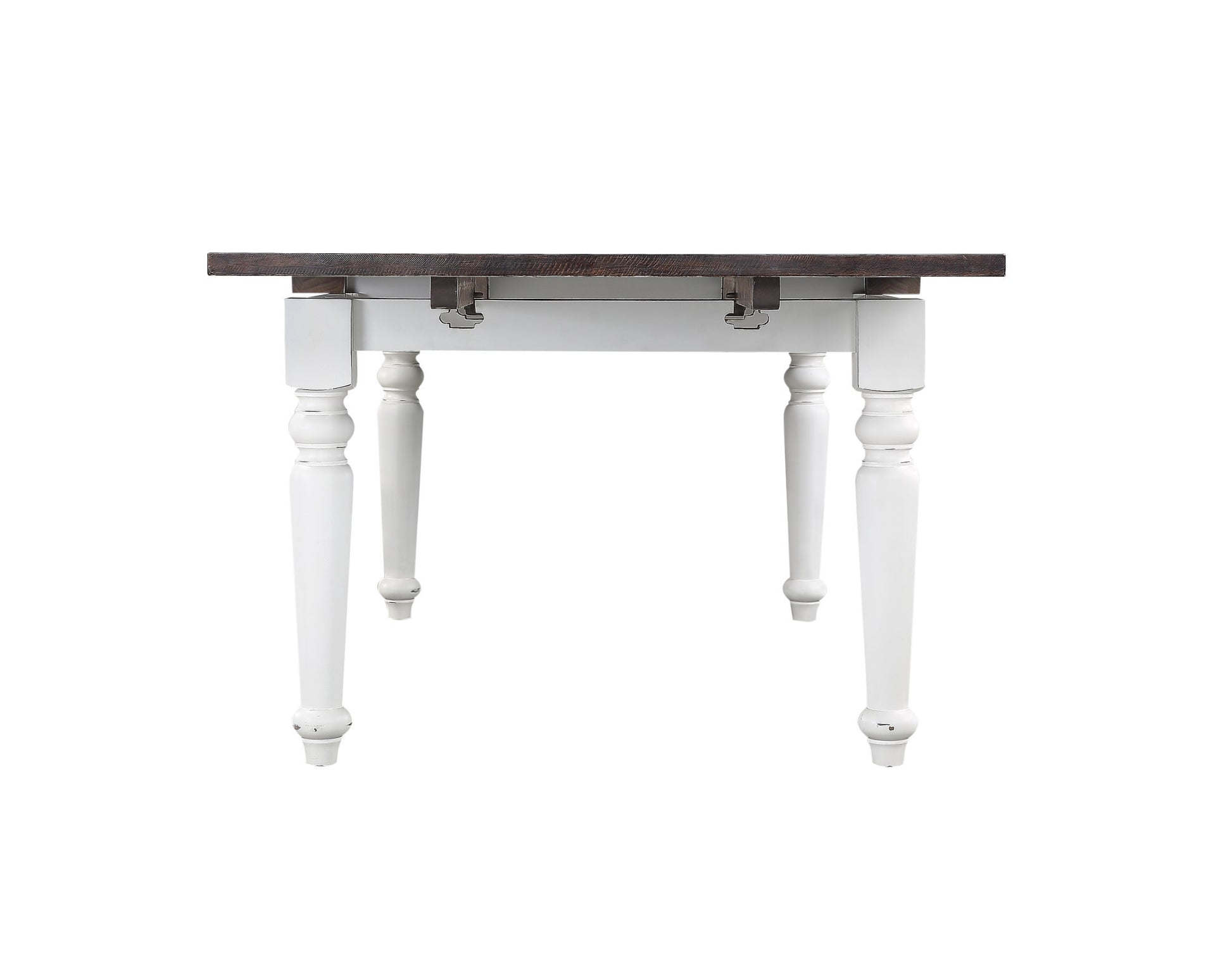 Mountina Brown And White Dining Table With Leafs Brown White Solid Wood