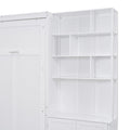 Full Size Murphy Bed With Multiple Storage Shelves And A Cabinet, White Box Spring Not Required Full White Wood Bedroom Murphy Solid Wood Mdf