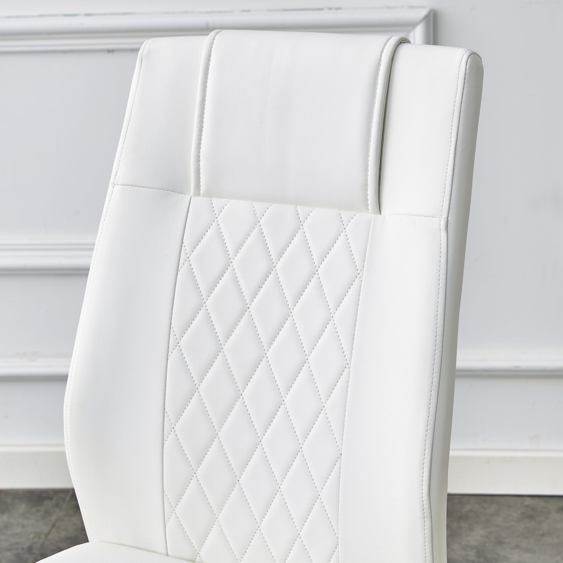 Table And Chair Set.Modern Rectangular Dining Table With Transparent Tempered Glass Tabletop And Gold Plated Metal Legs.Paried With 8 Comfortable Chairs With Pu Seats And Golden Metal Legs. Transparent,White Gold Seats 8 Glass Metal