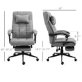 Vinsetto Executive Linen Feel Fabric Office Chair High Back Swivel Task Chair With Adjustable Height Upholstered Retractable Footrest, Headrest And Padded Armrest, Light Grey Grey Polyvinyl Chloride