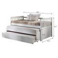 White Slatted Armrest Twin Daybed With Roll Out Bed Box Spring Not Required Twin White Wood White Wood
