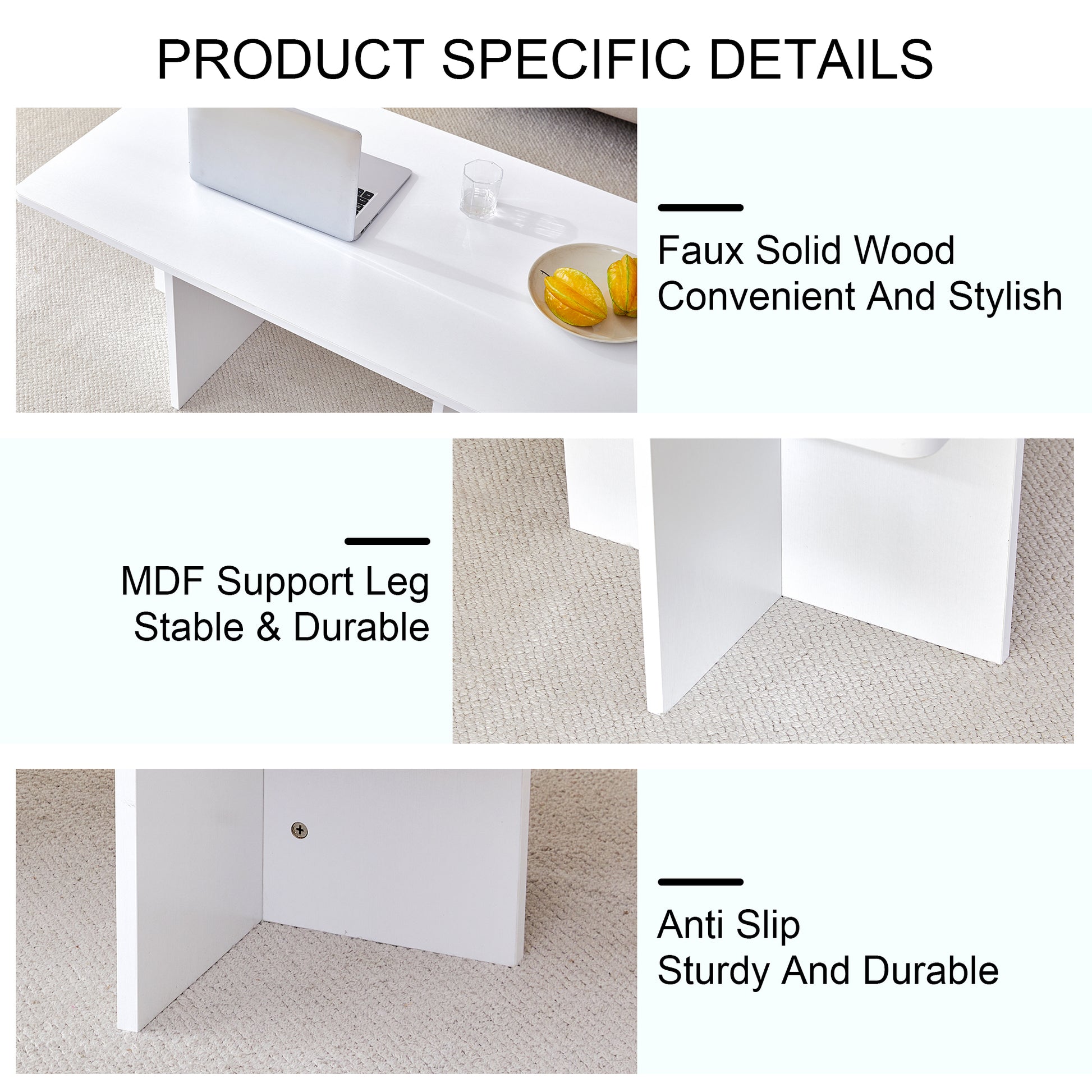 A Modern And Practical White Coffee Table. The Coffee Table Is Made Of Medium Density Fiberboard Material, Suitable For Living Room, Bedroom, And Study. Ct 2O White Mdf