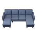 U Shaped Sofa Coch 4 Seat Sofa With Chaise Polyester Fabric For Living Room Apartment Office Blue Blue Primary Living Space Soft Eucalyptus Foam Linen 4 Seat