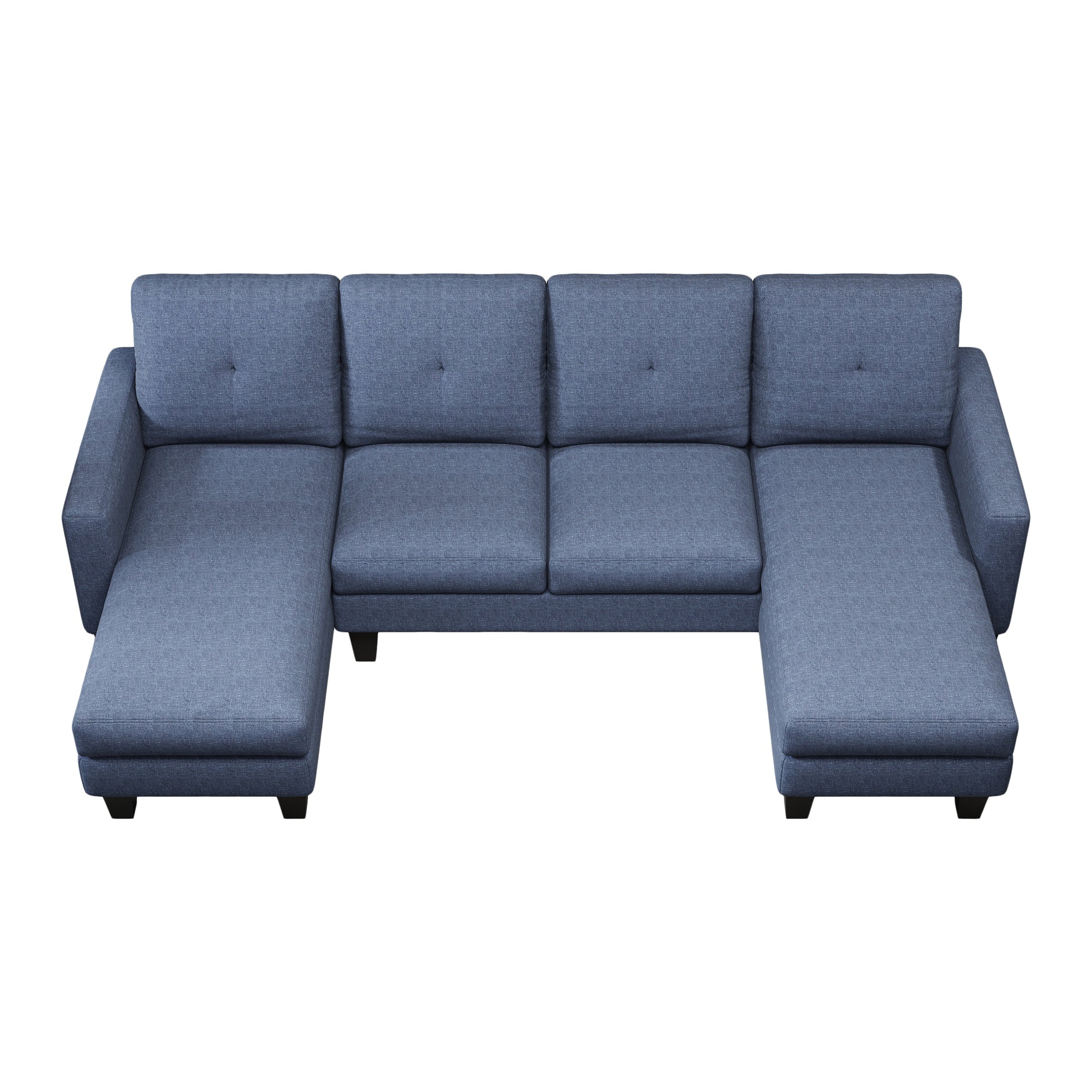 U Shaped Sofa Coch 4 Seat Sofa With Chaise Polyester Fabric For Living Room Apartment Office Blue Blue Primary Living Space Soft Eucalyptus Foam Linen 4 Seat