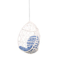 Los Alamitos Hanging Chair With 8Ft Chain White Blue Pe Rattan Iron Waterproof Fabric