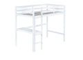 Twin High Loft Bed, Rubber Wood Loft Bed With Safety Guardrail, Built In Desk, Ladder,White Twin White Rubber Wood