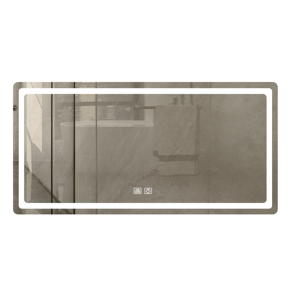 55In. H Led Single Bathroom Vanity Mirror In Polished Crystal Bathroom Vanity Led Mirror For Bathroom Wall Smart Lighted Vanity Mirrors Transparent Glass