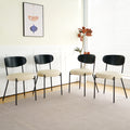 Modern Grey Simple Pu Dining Chair Upholstered Chair Family Bedroom Stool Back Dressing, White Round Table Set, Bentwood Covered With Ash Veneer Chair Back, Chair Black Metal Legs Set Of 5 White Mdf