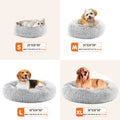 Anti Slip Round Fluffy Plush Faux Fur Cat Bed,Large Gray Gray Fabric