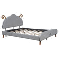 Full Size Upholstered Platform Bed With Sheep Shaped Headboard, Gray Full Gray Plywood