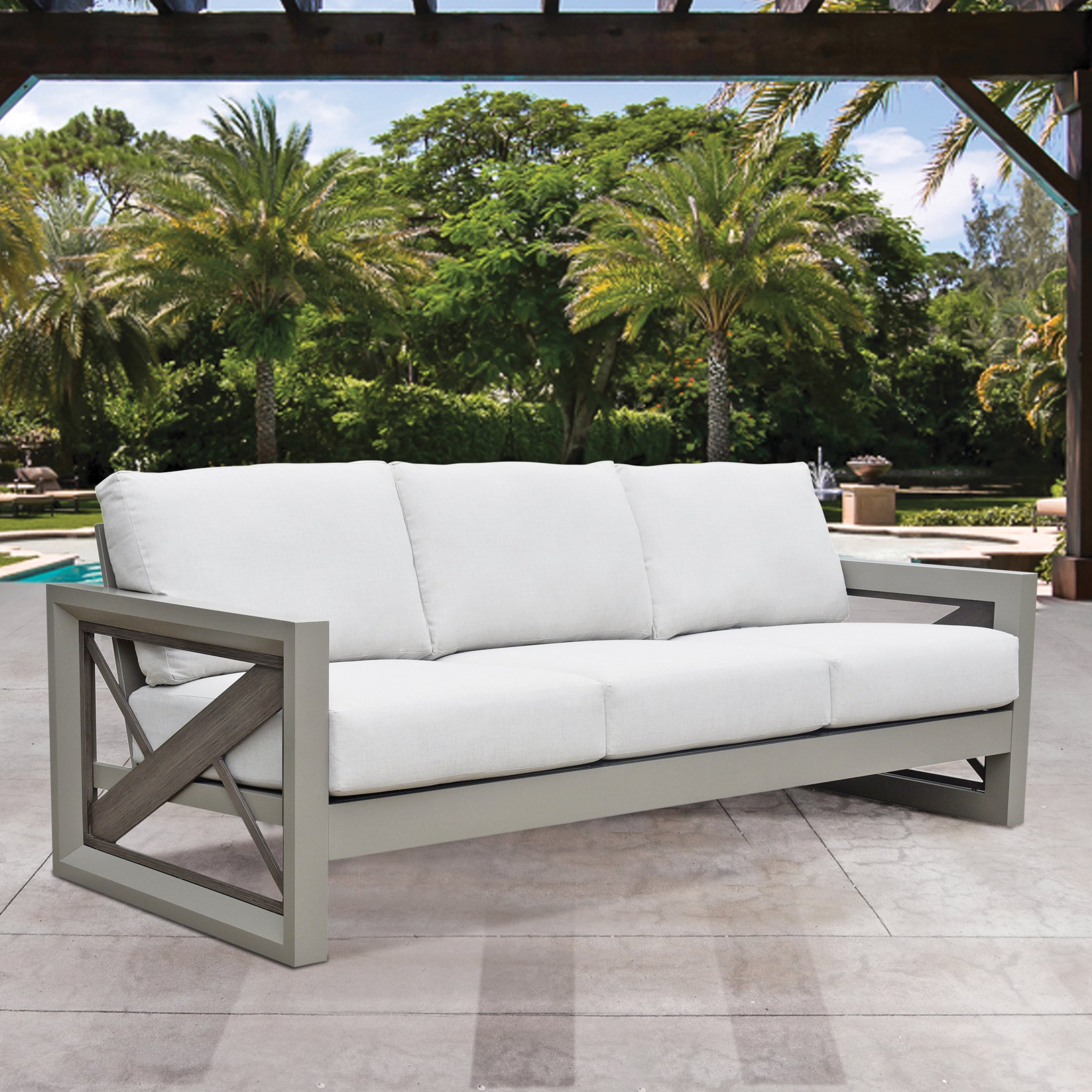 Dalilah 3 Piece Outdoor Set Gray Gray Metal