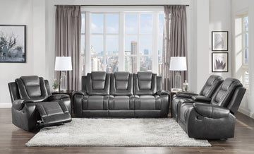 Modern Luxury Living Room Sofa Set 3Pc Reclining Sofa Loveseat Glider Reclining Chair Formal Furniture Premium Faux Leather Upholstery Comfortable Two Tone Gray Finish Dark Gray,Light Gray Faux Leather Wood Primary Living Space Luxury,Modern