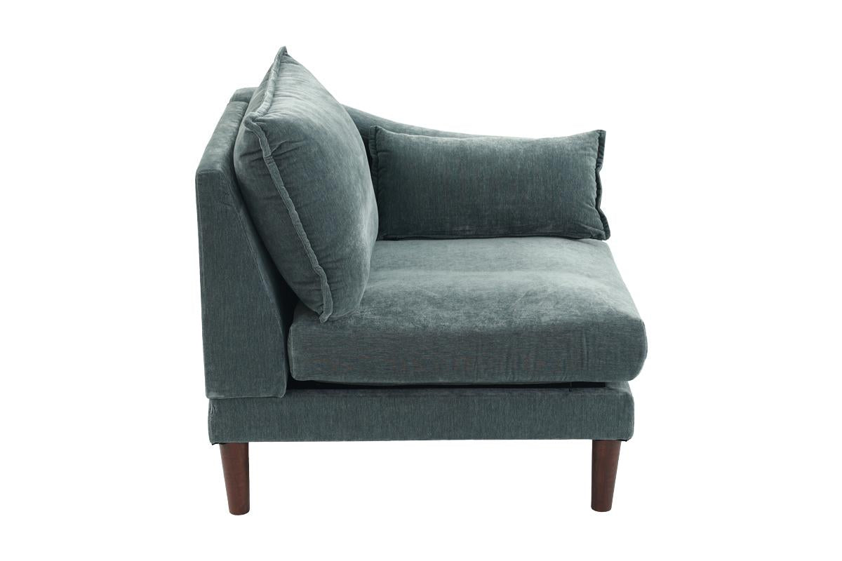 Contemporary 5Pcs Modular Sectional Set One Arm Chairs Armless Chair Ottoman L Shaped Sectional Mineral Morgan Fabric Grayish Primary Living Space Cushion Back Classic,Contemporary,Modern Modular