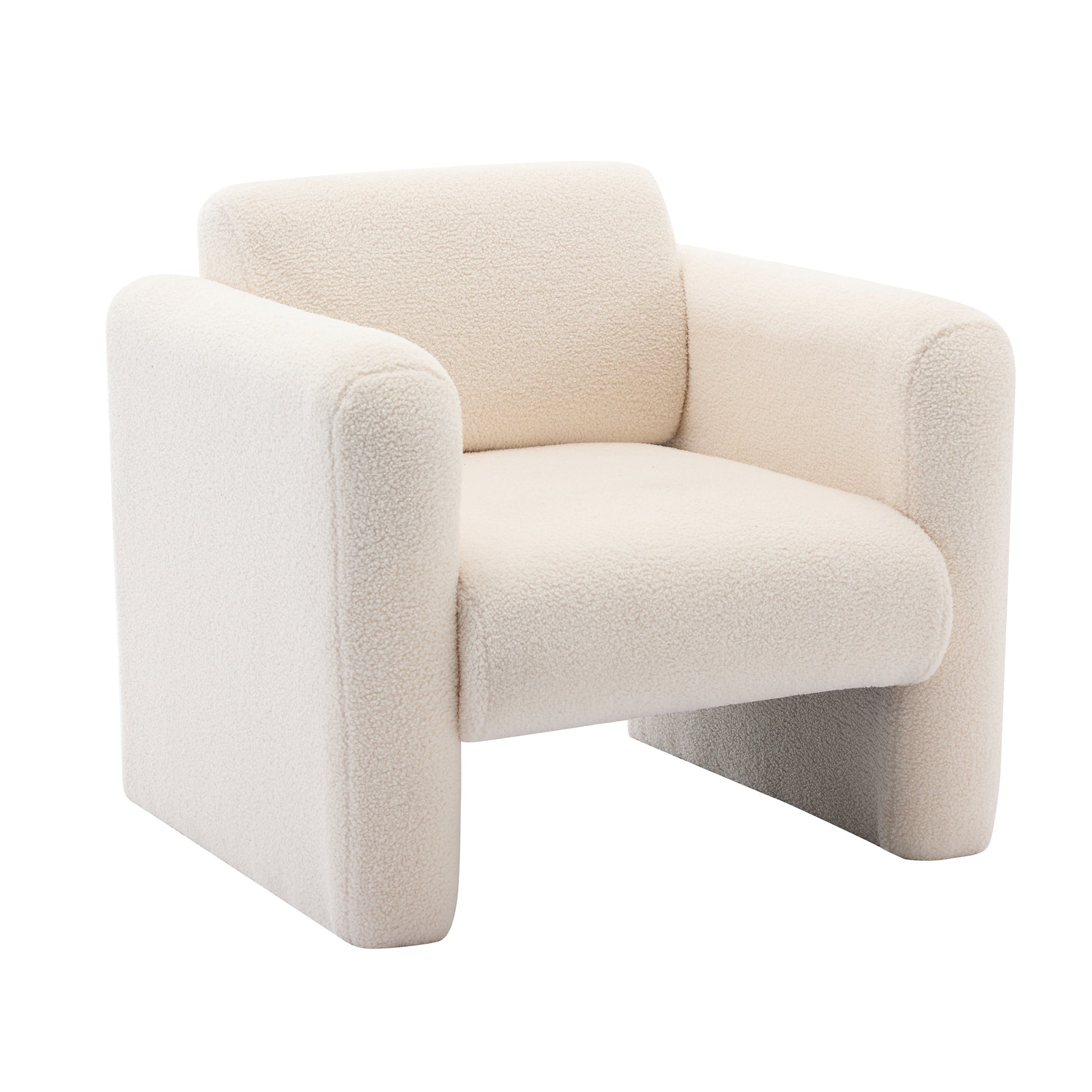 Modern Accent Chair Lambskin Sherpa Fabric Upholstered Comfy Reading Arm Chair Soft Padded Armchair With Back And Pillow For Living Room Bedroom Reception Waiting Room Office, Cream Cream Primary Living Space Upholstered