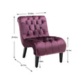 Coolmore Modern Velvet Armless Accent Living Room Chair Leisure Chair,Upholstered Fabric Button Comfortable Chair With Wooden Legs For Bedroom, Living Room, Office Purple Velvet Purple Primary Living Space Foam Velvet