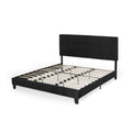 King Size Upholstered Platform Bed Frame With Contemporary Tufted Waffle Stitching, Easy Assembly, Black King Black Fabric