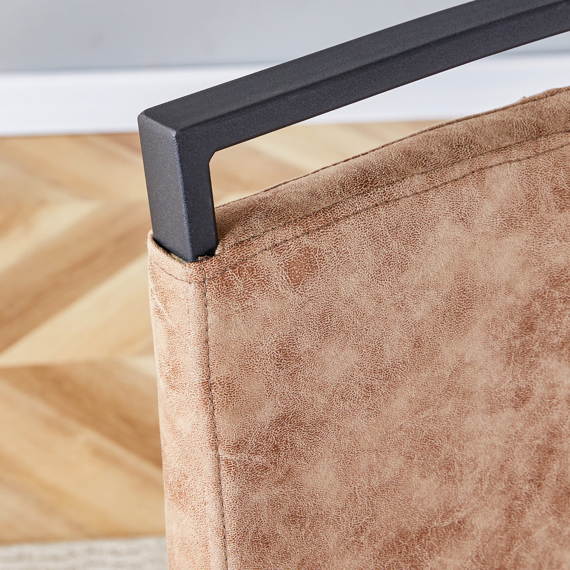 Table And Chair Set.Modern Dining Table, Tempered Glass Countertop With Artistic Mdf Legs.Paried With 4 Comfortable Chairs With Pu Seats And Metal Legs. Suitable For Various Decoration Styles. Black Brown,Transparent Seats 4 Mdf Metal