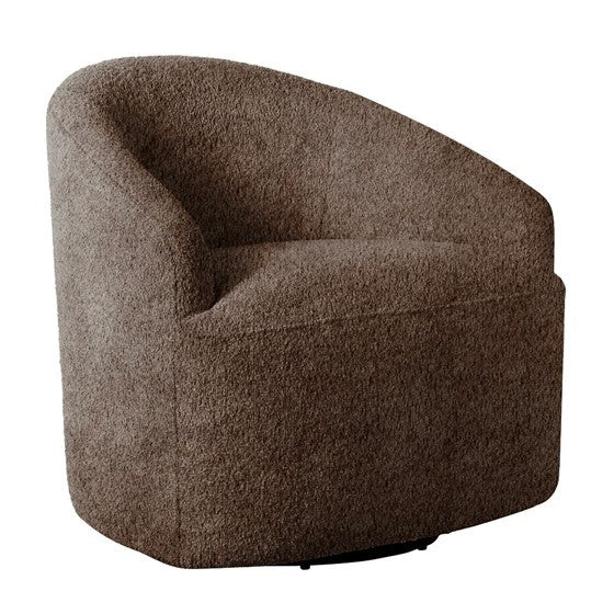 Upholstered 360 Degree Swivel Chair Chocolate Wood