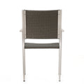 Cape Coral Outdoor Wicker Dining Chairs With Aluminum Frames, 2 Pcs Set, Grey Grey Aluminium