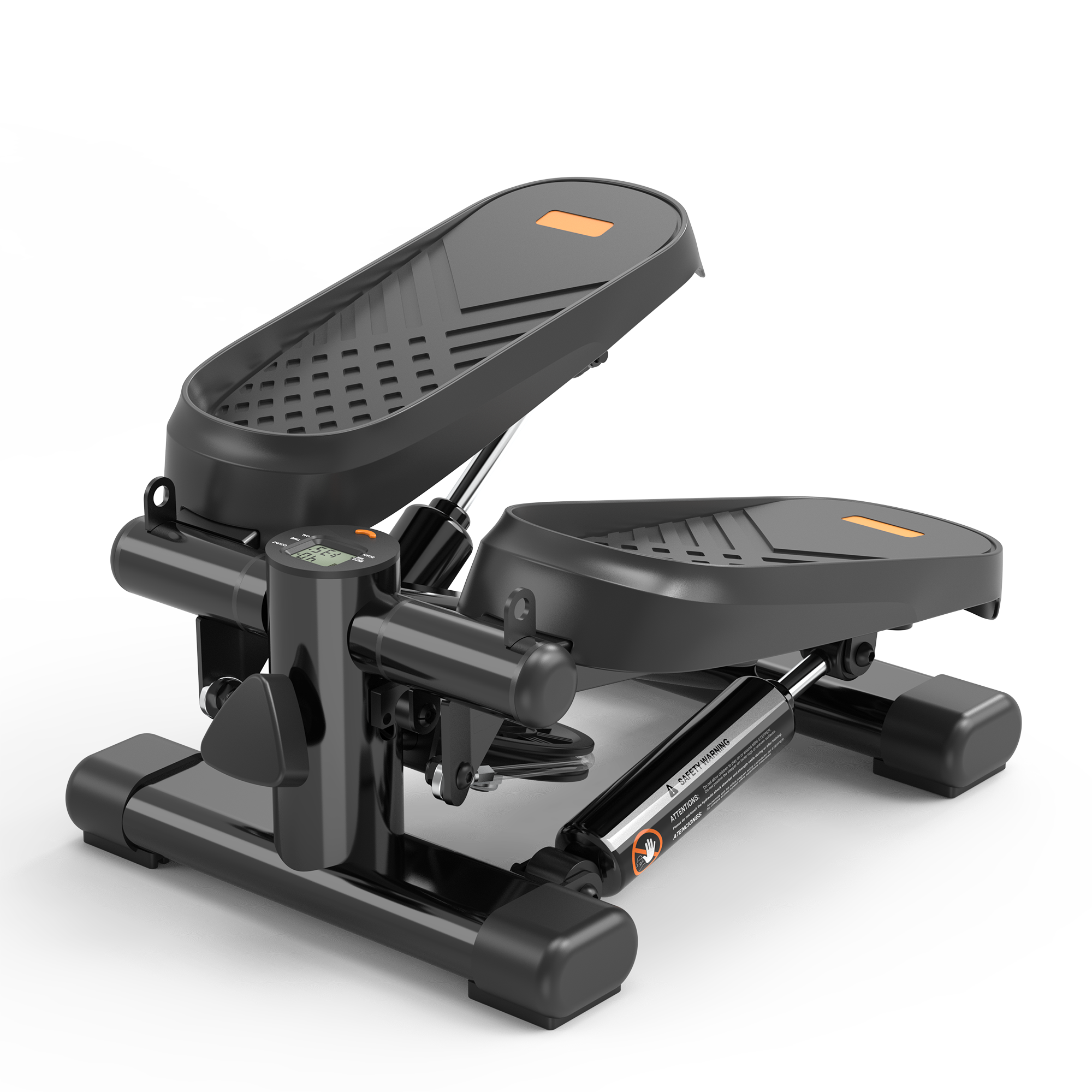 Home Office Exercise 330Lbs Capacity Mini Stepper With Resistance Bands And Lcd Monitor Black Steel