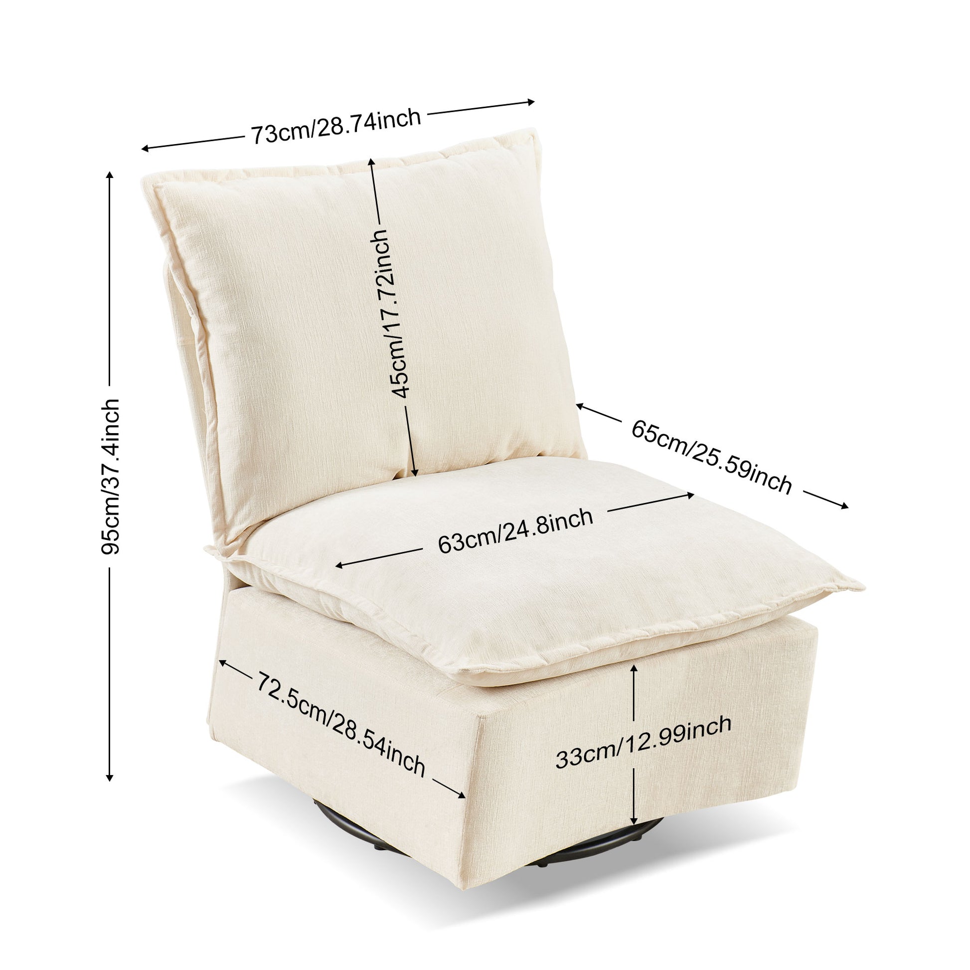 Detachable Off White Chenille Single 360 Swivel Rocking Rocker,360 Swivel Sofa Chair & Single Sofa Lounge, Comfortable Seating For Living Room & Bedroom,Off White Sofa 1Pc Off White Primary Living Space Modern Foam Chenille