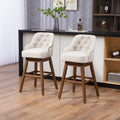 Coolmore Bar Stools Set Of 2 Counter Height Chairs With Footrest For Kitchen, Dining Room And 360 Degree Solid Wood Legs Swivel Bar Stools Set Of 2 Beige Linen Beige Foam Linen
