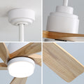 52 Inch Ceiling Fan With Dimmable Led Light 5 Solid Wood Blades Smart Remote Control Reversible Dc Motor Ceiling Fan White Metal & Wood