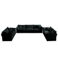 3 Piece Sofa Set Oversized Sofa Comfy Sofa Couch, 2 Pieces Of 2 Seater And 1 Piece Of 3 Seater Sofa For Living Room, Deep Seat Sofa Black Chenille Black Chenille 7 Seat