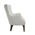 Hannah Button Tufted Wing Chair Ivory Solid Wood
