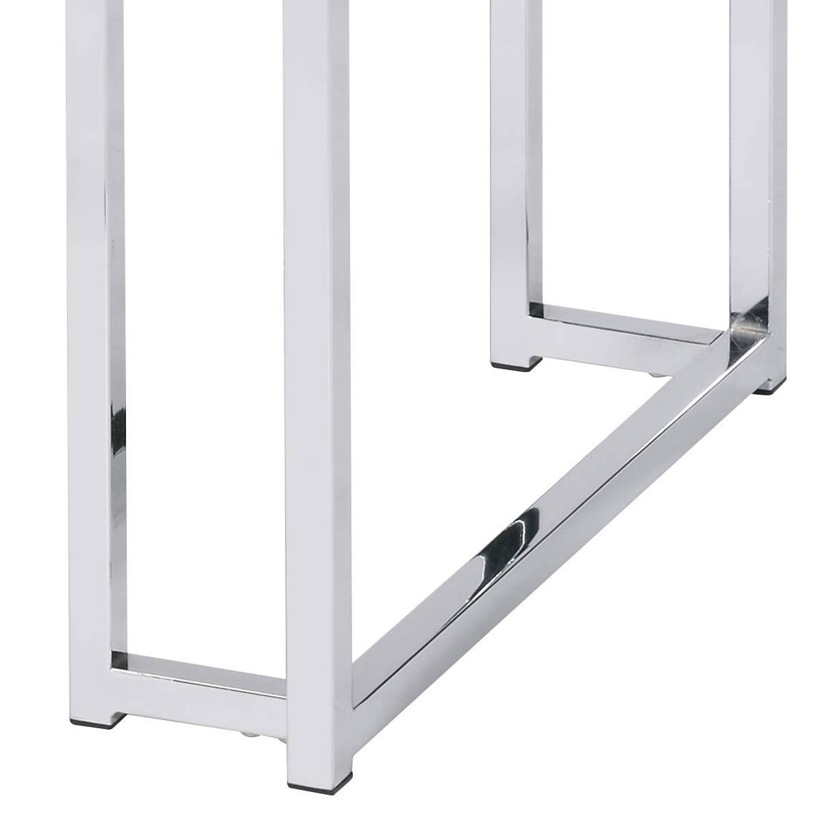 Natural Oak And Chrome End Table With Metal Sled Base Oak Primary Living Space Modern Square Wood Metal Sled