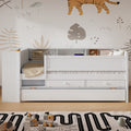 Multi Functional Twin Daybed With Drawers And Trundle, Headboard Storage And Tables, Usb Charging Station, White Box Spring Not Required Twin White Wood Daybeds Pine